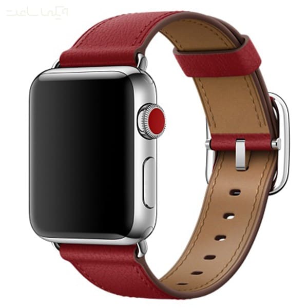 بند اپل واچ چرمی طرح کلاسیک رنگ قرمز